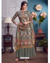 Grey Latest Designer Party Wear Pure Jam Palazzo Suit