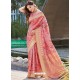 Light Pink Latest Digital Printed Designer Party Wear Silk Sari