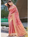 Light Pink Latest Digital Printed Designer Party Wear Silk Sari
