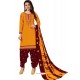 Yellow Designer Party Wear Glaze Cotton Patiala Suit