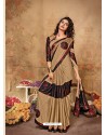 Beige Stunning Designer Party Wear Lycra Sari