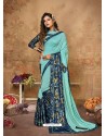 Sky Blue Stunning Designer Party Wear Lycra Sari