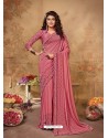 Old Rose Stunning Designer Party Wear Lycra Sari