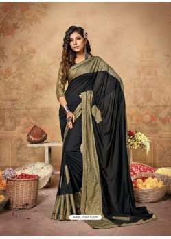 Black Stunning Designer Party Wear Lycra Sari