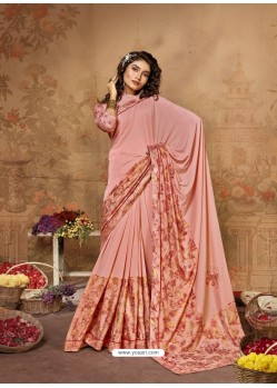 Baby Pink Stunning Designer Party Wear Lycra Sari