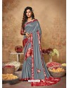 Grey Stunning Designer Party Wear Lycra Sari