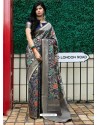 Silver Designer Classic Traditional Wear Banarasi Silk Sari