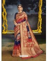 Dark Blue Designer Classic Traditional Wear Soft Silk Sari