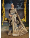 Black Designer Classic Traditional Wear Soft Silk Sari