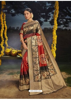 Red Designer Classic Traditional Wear Soft Silk Sari