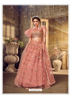 Light Red Gorgeous Designer Party Wear Soft Net Lehenga