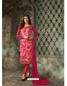 Rose Red Designer Party Wear Churidar Salwar Suit