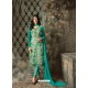 Aqua Mint Designer Party Wear Churidar Salwar Suit