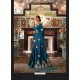 Teal Blue Sensational Designer Party Wear Satin Weaving Silk Sari