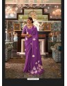 Lavender Sensational Designer Party Wear Satin Weaving Silk Sari