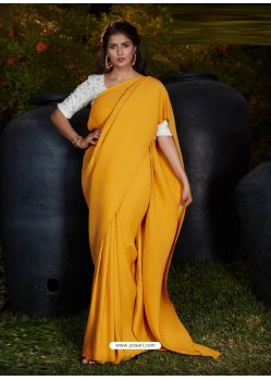Yellow Gorgeous Designer Party Wear Silk Sari