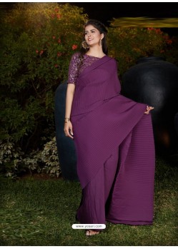 Purple Gorgeous Designer Party Wear Silk Sari