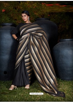 Black Gorgeous Designer Party Wear Silk Sari