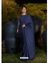 Navy Blue Gorgeous Designer Party Wear Silk Sari