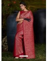 Maroon Gorgeous Designer Party Wear Silk Sari