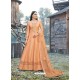 Light Orange Splendid Designer Dola Silk Party Wear Anarkali Suit