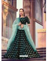 Sky Blue And Black Gorgeous Heavy Designer Wedding Wear Lehenga Choli