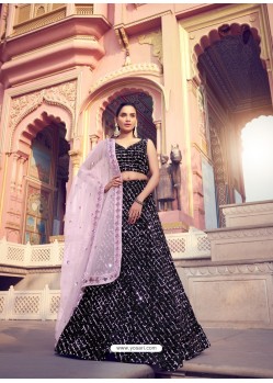 Dusty Pink And Black Gorgeous Heavy Designer Wedding Wear Lehenga Choli