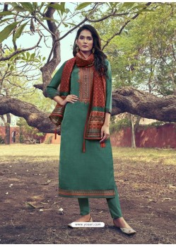 Teal Heavy Embroidered Designer Mini Silk Salwar Suit
