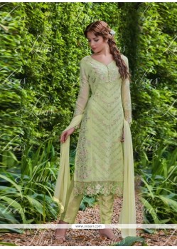 Beauteous Embroidered Work Sea Green Salwar Suit
