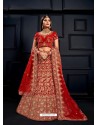 Red Elegant Heavy Embroidered Designer Bridal Lehenga Choli