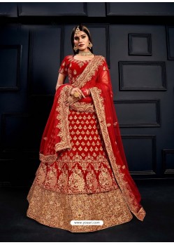 Red Elegant Heavy Embroidered Designer Bridal Lehenga Choli