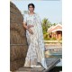 Off White Latest Designer Party Wear Silk Sari