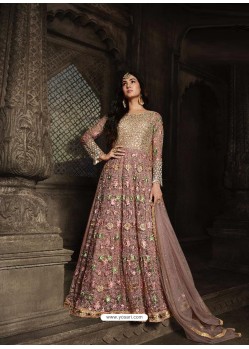 Old Rose Heavy Embroidered Designer Net Anarkali Suit