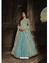Sky Blue Heavy Embroidered Designer Net Anarkali Suit