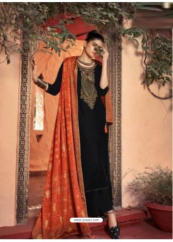 Black Designer Embroidered Party Wear Palazzo Suit