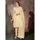 Light Yellow Designer Party Wear Chanderi Churidar Salwar Suit