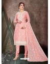 Baby Pink Designer Party Wear Chanderi Churidar Salwar Suit