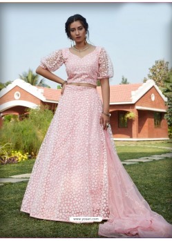 Baby Pink Radiant Heavy Embroidered Designer Party Wear Lehenga