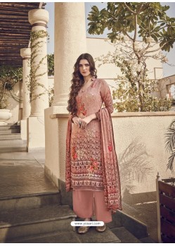 Peach Designer Party Wear Pure Viscose Fine Silk Salwar Suit