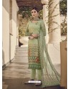 Green Designer Party Wear Pure Viscose Fine Silk Salwar Suit
