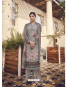 Light Grey Designer Party Wear Pure Viscose Fine Silk Salwar Suit