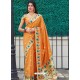 Orange Designer Classic Party Wear Pure Banarasi Silk Sari