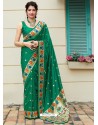 Dark Green Designer Classic Party Wear Pure Banarasi Silk Sari