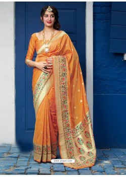 Mustard Designer Classic Party Wear Pure Banarasi Silk Sari