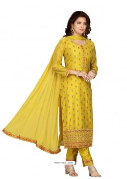 Yellow Stylish Readymade Party Wear Salwar Suit