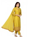 Yellow Stylish Readymade Party Wear Salwar Suit