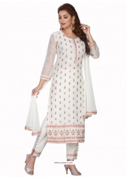 White Stylish Readymade Party Wear Salwar Suit