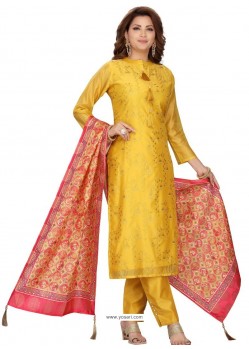 Yellow Stylish Readymade Party Wear Salwar Suit