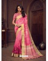 Pink Designer Party Wear Handloom Silk Sari