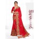 Red Astonishing Party Wear Pure Satin Wedding Sari